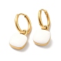 Enamel Square Padlock Dangle Hoop Earrings, Golden 304 Stainless Steel Jewelry for Women
