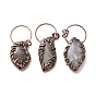 Natural Labradorite Big Pendants, with Red Copper Tone Tin Findings, Lead & Nickel & Cadmium Free, Nuggets