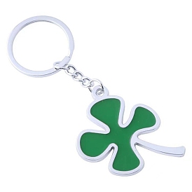 Saint Patrick's Day Theme Metal Keychain, Clover Enamel Pendant Keychain