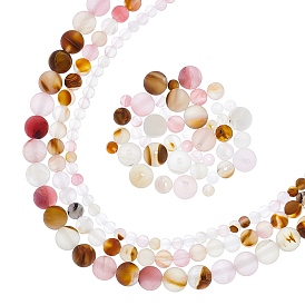 Arricraft 3 hilos 3 estilos piel de tigre perlas de vidrio hilos, esmerilado, rondo