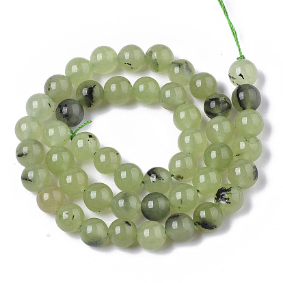 Cordes de perles de calcédoine naturelles, teints et chauffée, imitation couleur prehnite, ronde