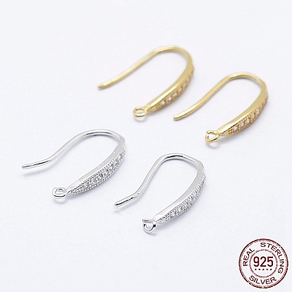 925 Sterling Silver Earring Hooks, with 925 Stamp, with Cubic Zirconia