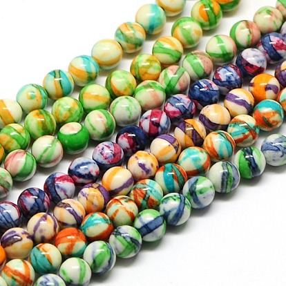 Dyed Round Synthetic Gemstone Ocean White Jade Beads Strands
