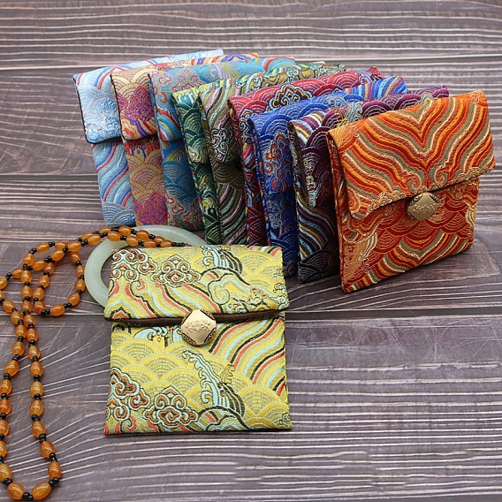 Bolsas de embalaje de joyería de satén de estilo chino, bolsas de regalo, Rectángulo