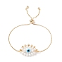 Lampwork & Glass Braided Horse Eye Slider Bracelet, Brass Jewelry for Women