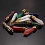 12 pcs 12 pendentifs de pierres précieuses mélangées naturelles de balle de style, avec les accessoires en laiton de tonalité d'or