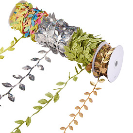 Ensembles de cordons en tissu sunnyclue, avec chaîne en plastique paillette / paillettes, ruban polyester et bobines, Accessoires d'ornement, feuille