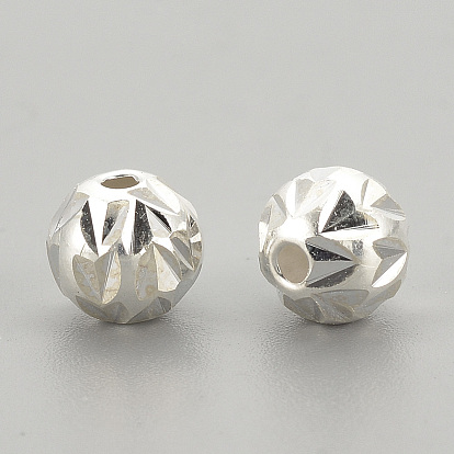 925 Sterling Silver Beads, Fancy Cut Round