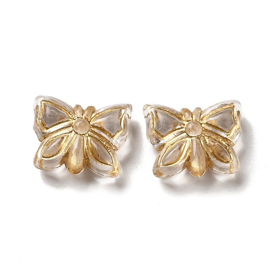 Transparent Plating Acrylic Beads, Golden Metal Enlaced, Butterfly