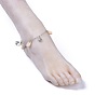 Brass Cable Chain Anklets, with Cowrie Shell Beads and Tibetan Style Alloy Charms