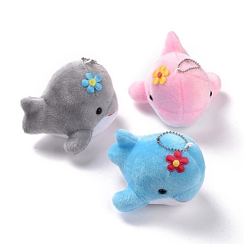 Mini juguetes de peluche de animales de algodón pp, colgante de delfín, decoración, con la cadena de la bola