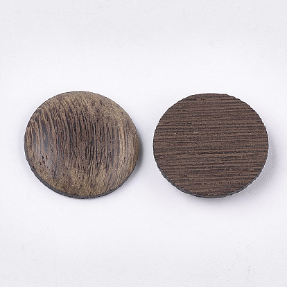 Wenge Wood Cabochons, Undyed, Flat Round