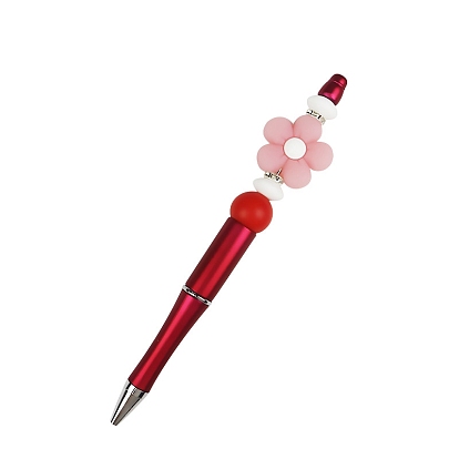 Stylo à bille en plastique, stylo perlé, Stylo en silicone fleur lumineuse pour stylo personnalisé bricolage