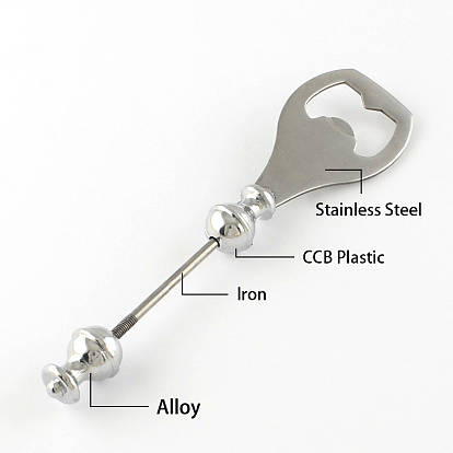 Bottle Opener Stainless Steel DIY Tableware Findings, with Plastic and Alloy Stopper