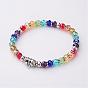 Glass Beaded Stretch Bracelets, with Tibetan Style Alloy Findings, 53mm