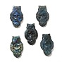 Halloween Natural Labradorite Cabochons, Owl with Skull Pattern