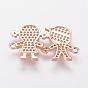 Brass Micro Pave Cubic Zirconia Links, Boy and Girl