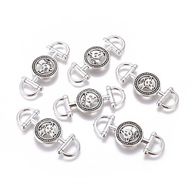 Tibetan Style Alloy Links/Connectors, Flat Round with Horse, Cadmium Free & Lead Free, 43x15x3mm, Hole: 6mm