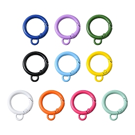 10Pcs Spray Painted Alloy Spring Gate Rings, Round Rings