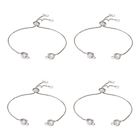 Bracelets coulissants en laiton réglables à placage en rack, avec strass cristal, pour la fabrication de bracelets, plaqué longue durée, cœur