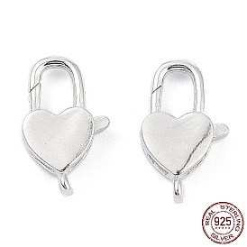 925 Sterling Silver Lobster Claw Clasps, Heart