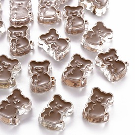 Transparent Acrylic Beads, with Enamel, Bear
