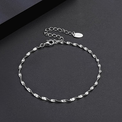 925 collares de cadenas de Singapur de plata esterlina para mujeres, con sello s925