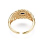Cubic Zirconia Oval Chunky Open Cuff Ring for Women, Real 18K Gold Plated, Nickel Free