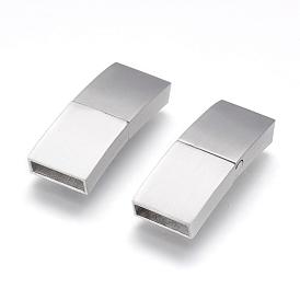 304 Stainless Steel Magnetic Clasps with Glue-in Ends, Arched Rectangle, Matte