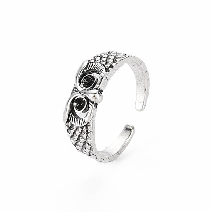 Ajustes de diamantes de imitación de los anillos de la aleación del dedo del manguito de los hombres, anillos abiertos, sin plomo y cadmio, búho