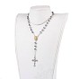 Alloy Pendant Necklaces, with Glass and 304 Stainless Steel Rolo Chains, Crucifix Cross, For Easter