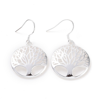 Silver Color Plated Brass Tree of Life Dangle Earrings