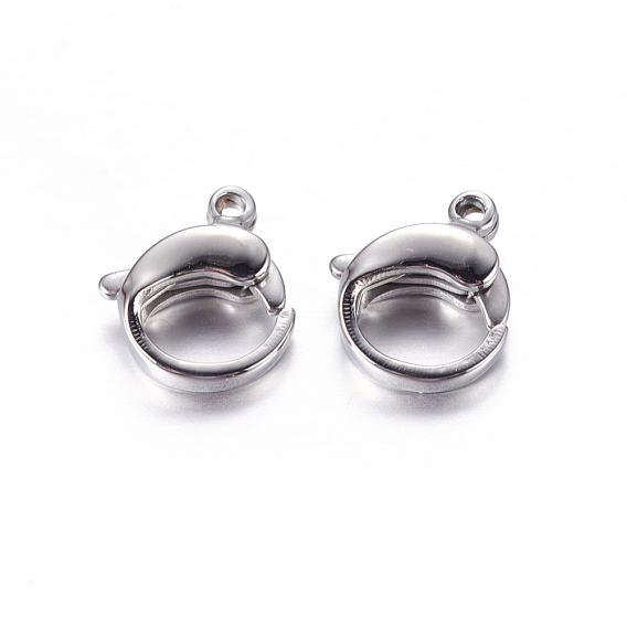 304 Stainless Steel Lobster Claw Clasps, Grade A, 10x12mm, Hole: 1mm