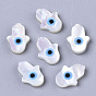 Coquille de nacre blanche naturelle, perles percées, avec turquoise synthétique, main hamsa/main de miriam avec le mauvais œil