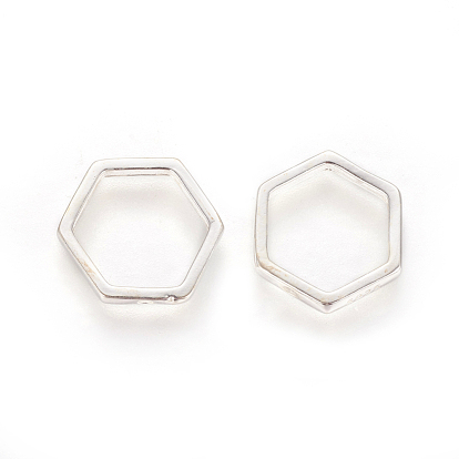 925 Sterling Silver Bead Frames, with 925 Stamp, Hexagon