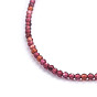 Natural Garnet Beaded Necklaces, with Brass Findings, Round, Faceted