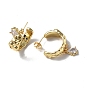Clear Cubic Zirconia Ring with Teardrop Dangle Stud Earrings, Brass Half Hoop Earrings for Women