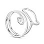 SHEGRACE Cute Design 925 Sterling Silver Finger Ring, with Wiredrawing Kitten, 17mm