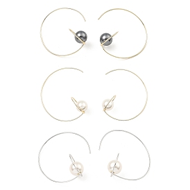 Boucles d'oreilles pendantes en argent sterling plaqué rhodium, avec coquillage perlé