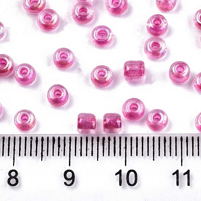 Perles de rocaille en verre, intérieur couleurs, trou rond, ronde, couleurs transparentes arc