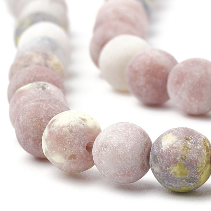 Natural Marble and Sesame Jasper/Kiwi Jasper Beads Strands, Frosted, Round