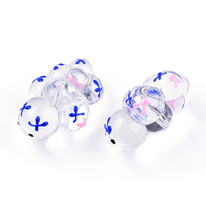 Transparent Acrylic Beads, with Enamel, Cloud with Cross
