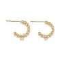 Brass Stud Earring Findings, Half Hoop Earrings, with Loops, Long-Lasting Plated