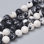 Brins de perles de jaspe zèbre imitation pierres précieuses naturelles, ronde