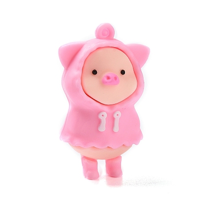 PVC Pendants, for DIY Keychain Making, Pig with Raincoats