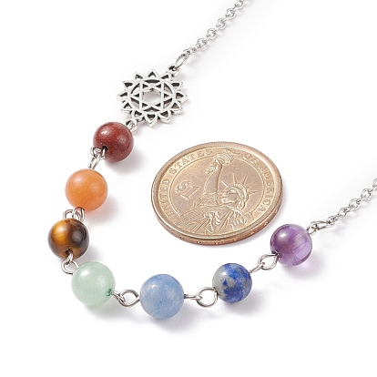 7шт 7 стиль натуральный смешанный драгоценный камень ожерелье из бисера с сплавом 7 чакра, украшения для йоги для женщин
