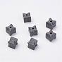Non-magnetic Synthetic Hematite Beads Strands, Frosted, Faceted, Cube with Flower