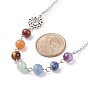 7Pcs 7 Style Natural Mixed Gemstone Beaded Pendant Necklace with Alloy 7 Chakra, Yoga Jewelry for Women