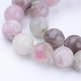 Perles de jade lilas naturelles, ronde