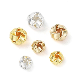 Rack Plating Brass Beads, Long-Lasting Plated, Cadmium Free & Lead Free, Twisted Flower Roll Shape